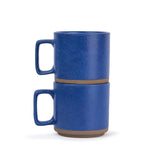 Large Ceramic Coffee Mug Set Of 2 - Blue, 350ml Each | Ceramic Japandi Mug, Tea Mug With Matte Finish - Mug For Coffee | Ceramic Coffee Mug - Microwave Safe & Dishwasher Safe